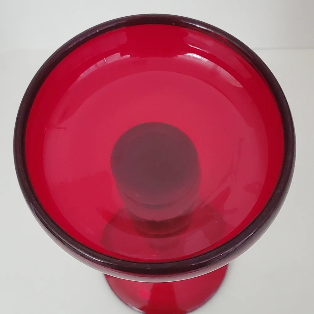 Pier 1 Import Tall Ruby Red Glass Pillar Candle Holder